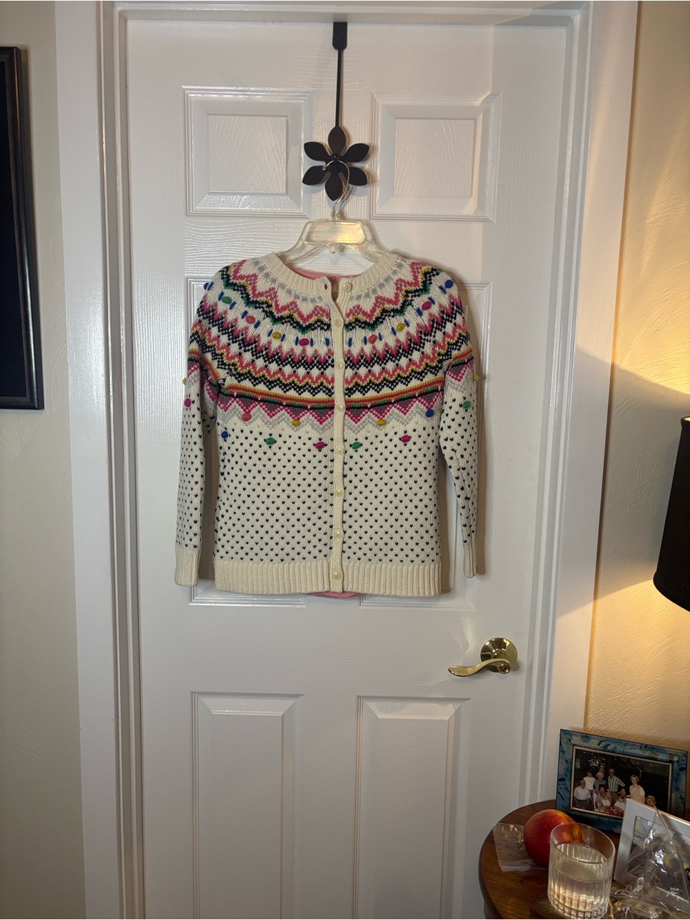 Talbots Cream Fair Isle Button-Up Pullover Knit Sweater Cardigan